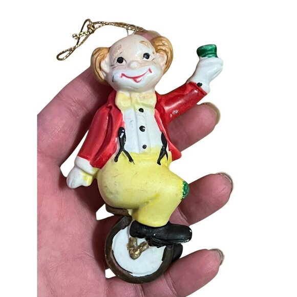 Vintage Retro Christmas Around The World Set Of 3 Circus Clown Ornaments Ceramic - Picture 3 of 16